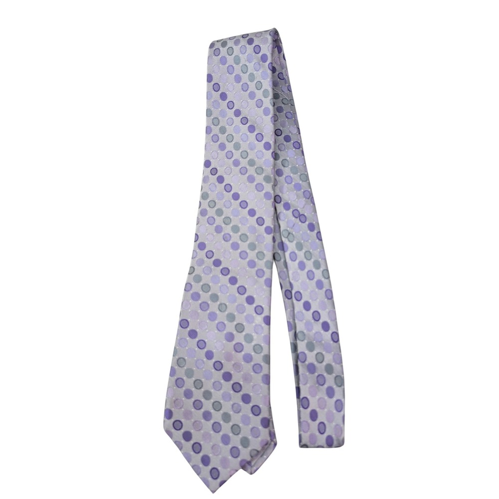 Men's Polka Dot Purple Necktie 100% Silk Formal Business Designer Luxury Classic